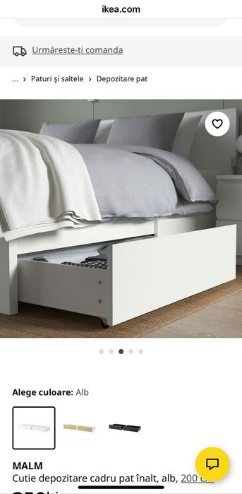 Vand set sertar pat Ikea MALM