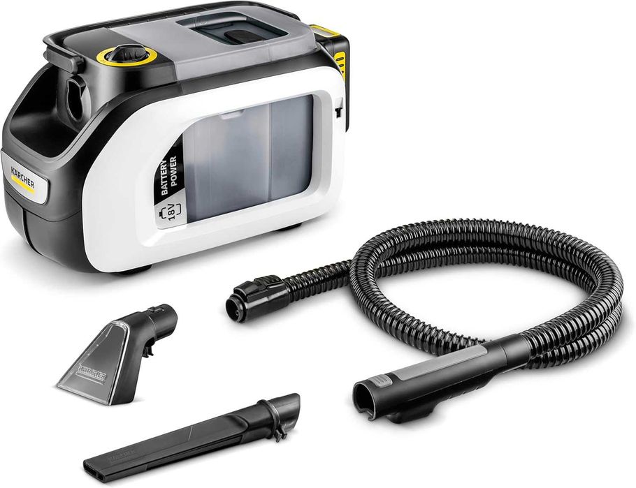 Aspirator compact Kärcher SE 3-18, alb, fără fir, pentru canapele și covoare, putere: 200 W suprafață: 6,5 m²