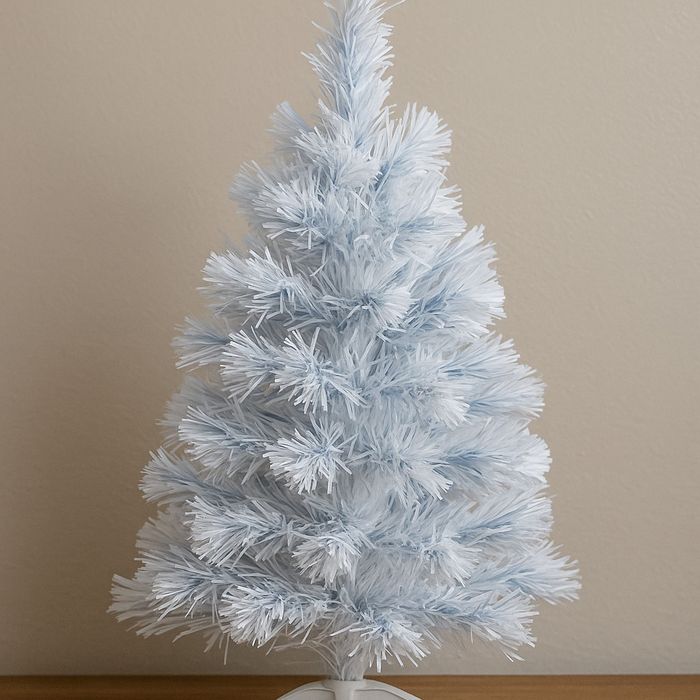 Елегантна елха в бял и син цвят 60 см – Стилна празнична декорация