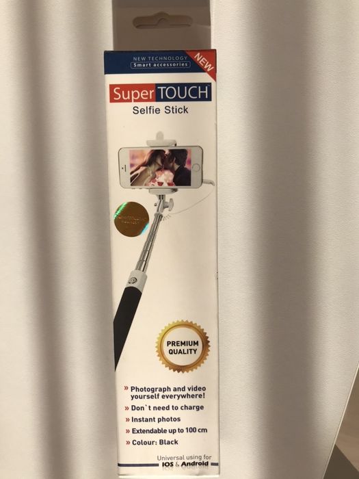 Selfie Stick alb cu negru