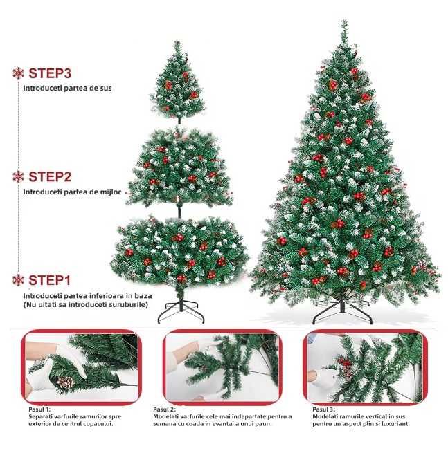 Луксозна коледна елха с шишарки 150 180 21 - НОВИ