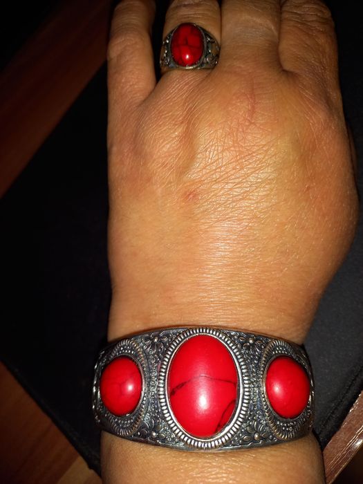 Браслет и кольцо мельхиоровое