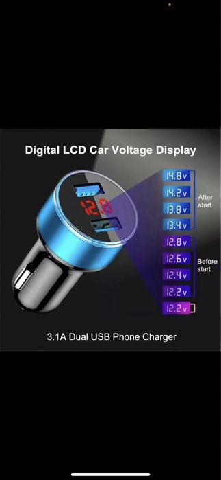 Incarcator auto cu volmetru