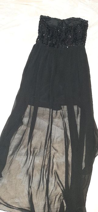 Rochie lunga neagra paiete si corset M 110 lei