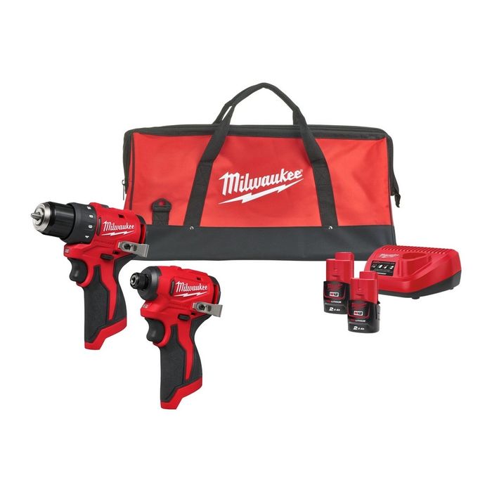 Комплект безчеткови винтоверти Milwaukee M12 BLPP2D-202B, 12V