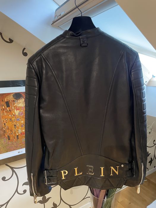 Geacă piele naturala!Philipp Plein!nou!original!!!