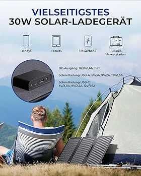 BigBlue 30 W Panou solar portabil pentru camping/drumetii/pescuit