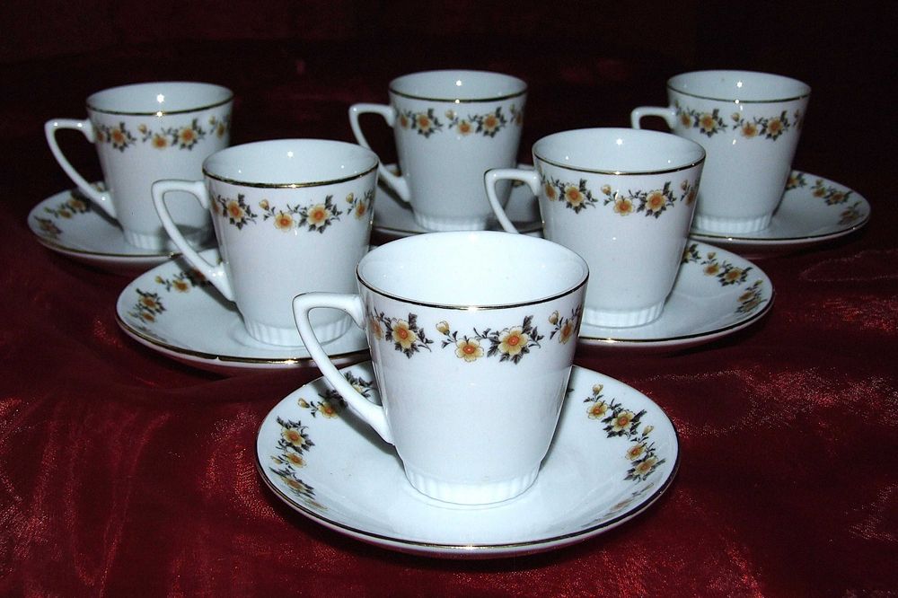 Serviciu de cafea, portelan fin, pictat manual, 15 piese, ABSOLUT NOU