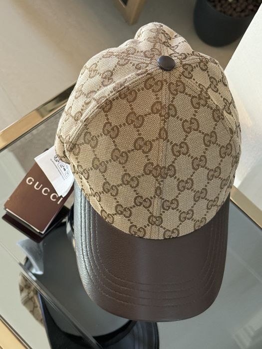 Șapcă Gucci originală cu detalii din piele – Monogram GG