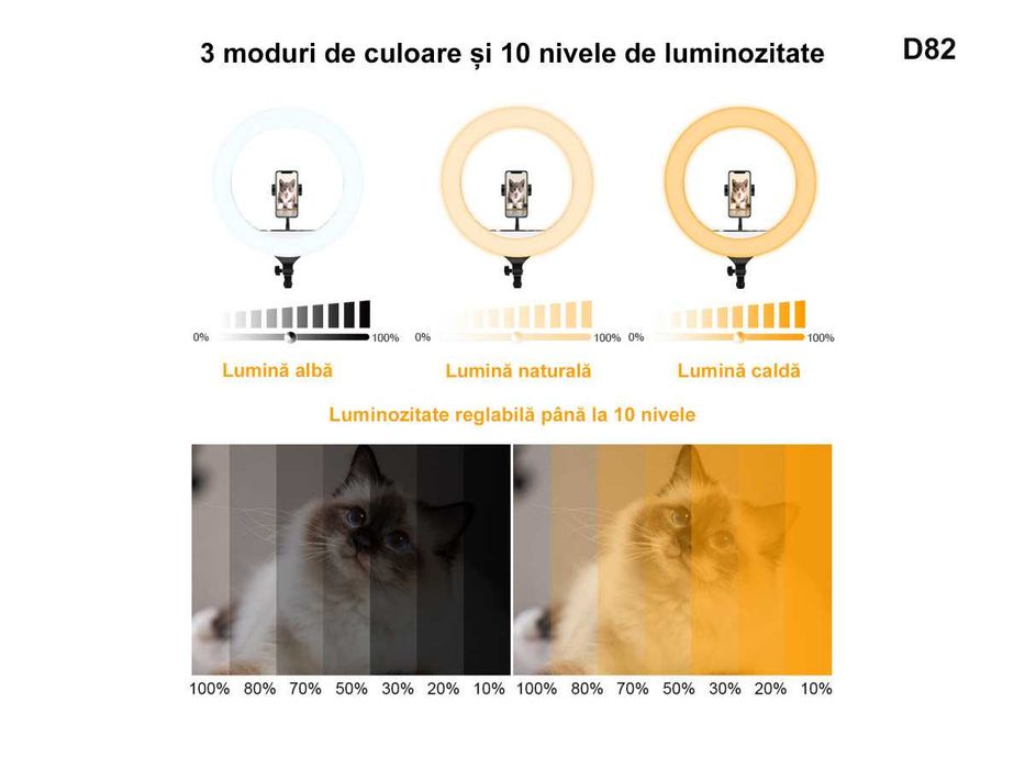 Ring Light LED 22 inchi Fotografie Lampa Circulara Ring Trepied 20cm