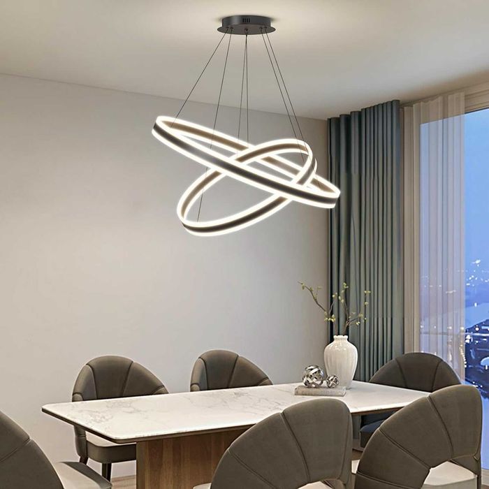 Модерен LED полилей Fordeson, 2 пръстена, димиране, SX-40+60см