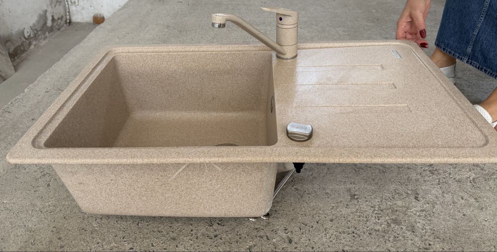 Pachet Chiuvetă Bucătărie Compozit Franke BSG 611-78 + Baterie, Culoare Avena (Bej)