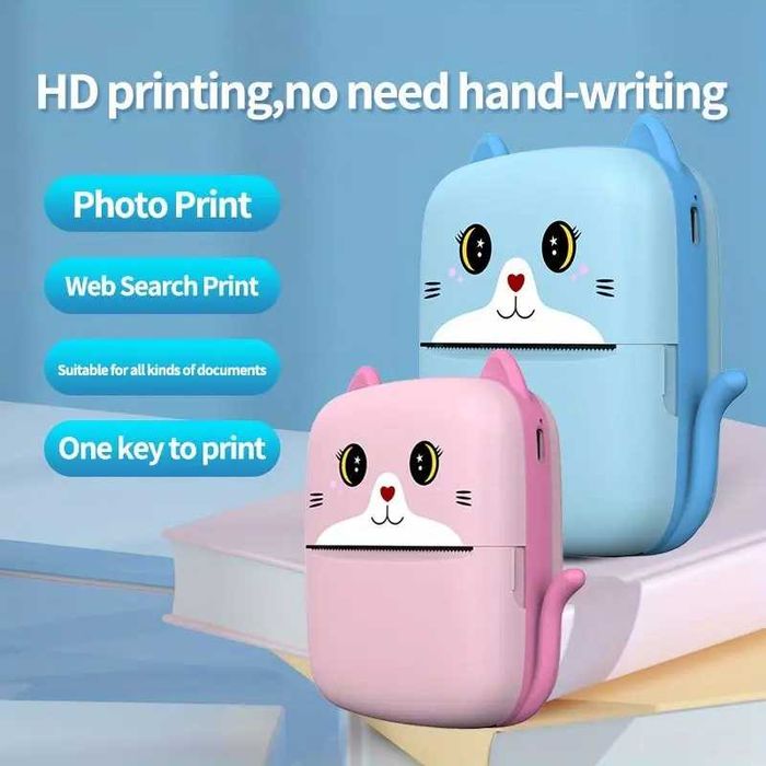 Мини термопринтер коте за деца с Bluetooth различни цветове