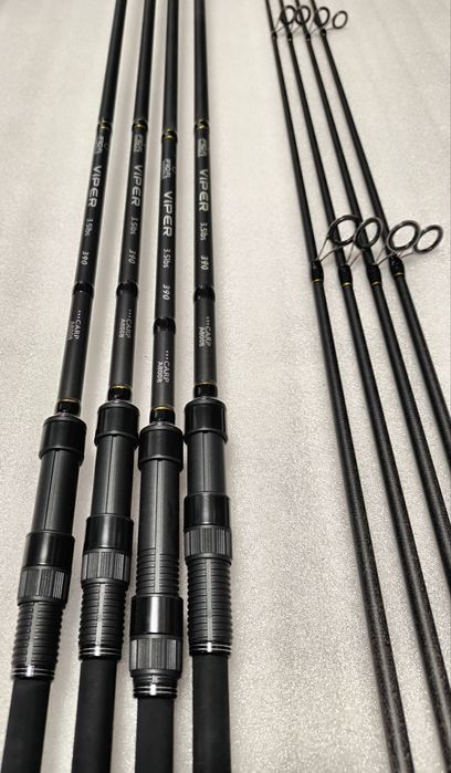 SET 4 Lansete FL VIPER 3.90m 3.5 LBS 2 tronsoane + 4 Mulinete JS10000