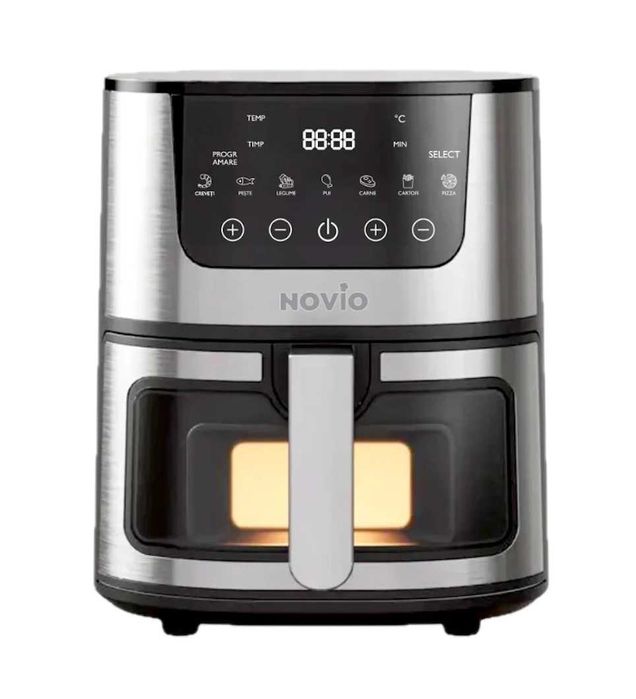 Air Fryer Grill & Fry Novio, 7L, 1400W, Negru/Inox