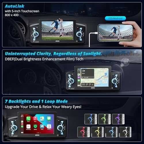 Ново ATOTOEXCEL 5" Едно-Дин Стерео с Безжичен Carplay/Android Auto