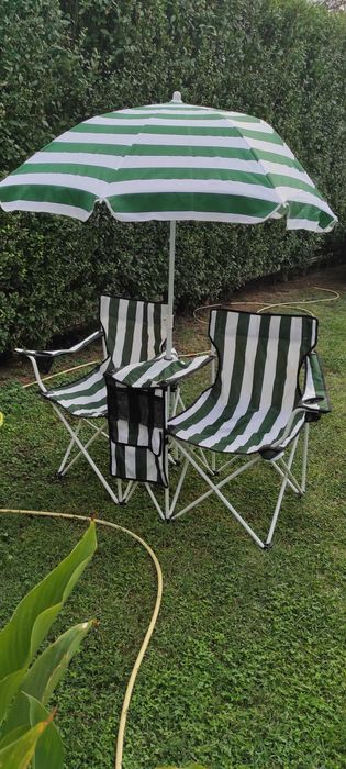 Градински комплект 2 стола с чадър и масичка НОВ внос от Германия