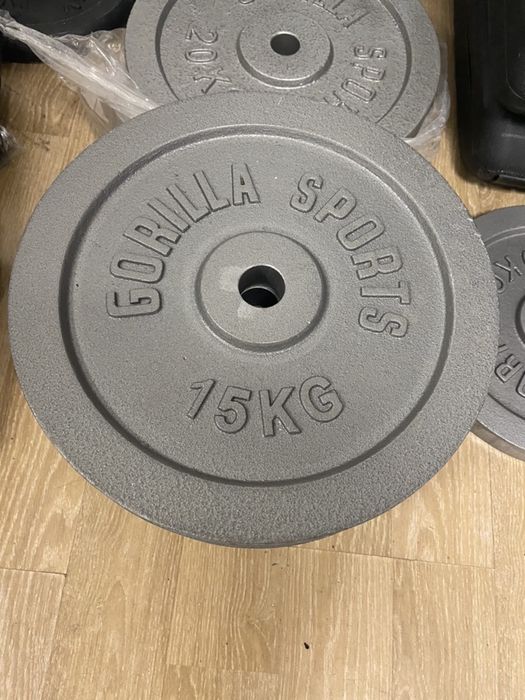 Discuri haltera gantere noi 15 kg noi metal pret Promo 180 ron buc.