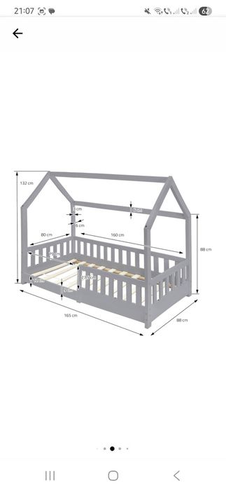 Pat pentru copii, ML-Design, 165 x 88 x 132 cm, lemn de pin, gri desch