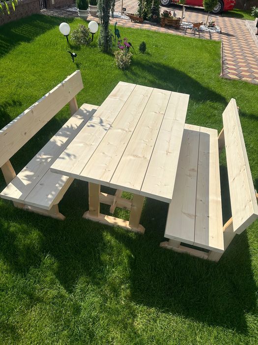 Set din lemn pentru grădină/ terasă/ foișor/ umbrar