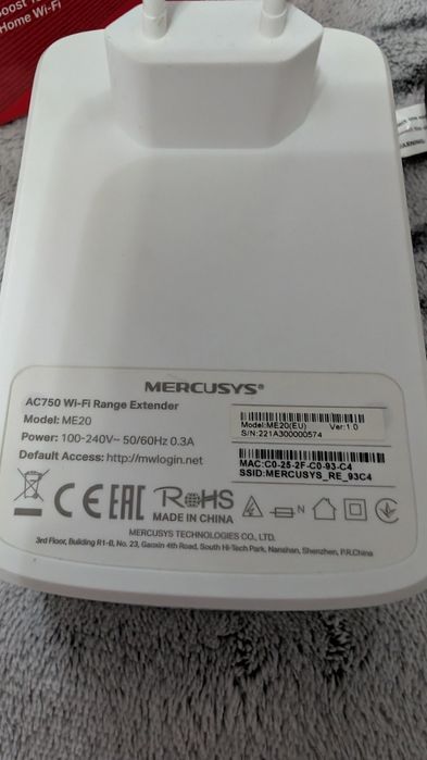 Extender Wi-Fi Mercusys  ME20