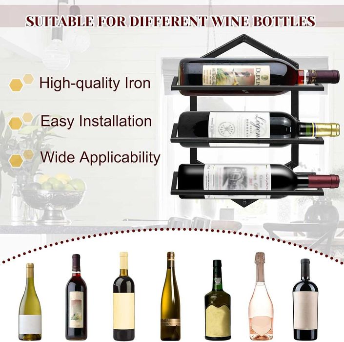 Suport sticle vin, sampanie, Giyprpi, 3 sau 11 sticle 750ml, pe perete