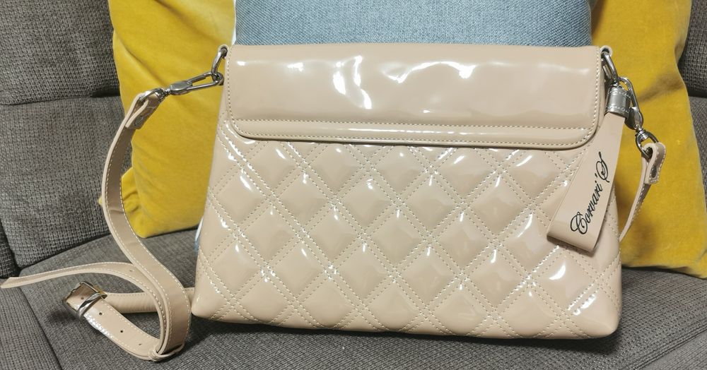 Geanta piele, culoare crem, Corvaris