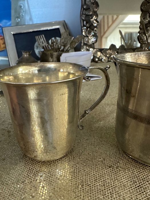 Сребърни чаши за вода или чай кафе. Масивно сребро 925