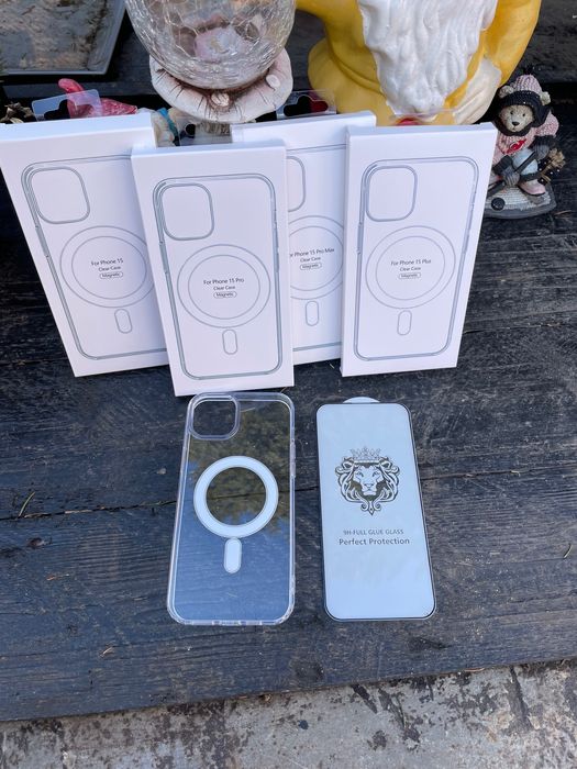 PACHET Husa Magsafe si Folie sticla iPhone 15, 15 Pro, 15 Pro Max/Plus
