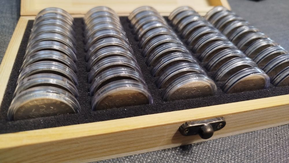 Vand lot de 50 de monede din argint 5 franci Franta 1960-1964