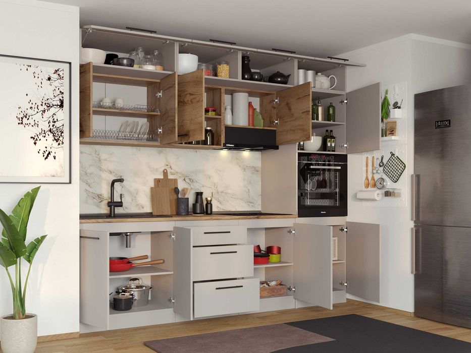 Set Mobila Bucatarie Linea 260 Casmir / Stejar C27 - Transport Gratuit