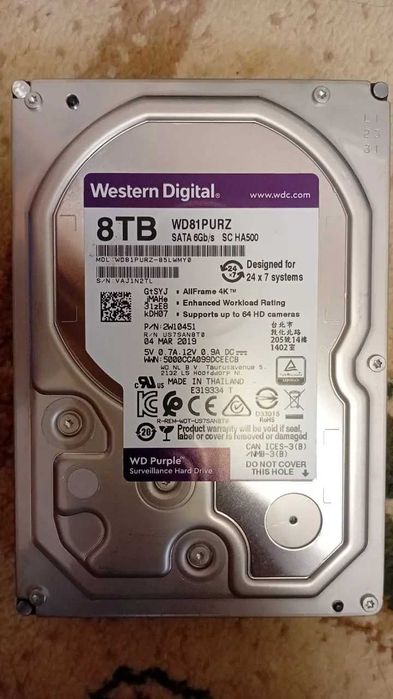 Жесткий диск Western Digital Purple 8ТБ, Б/У
