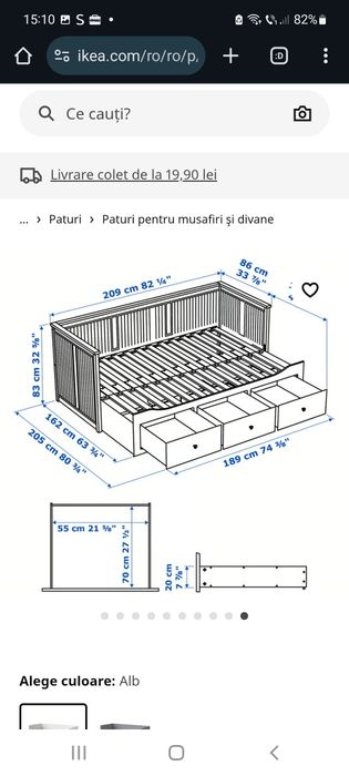 Vand pat HEMNES cu 3 sertare IKEA