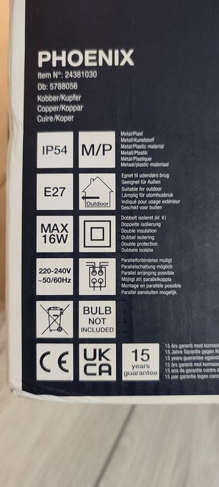 Lampă De Perete Phoenix Cupru