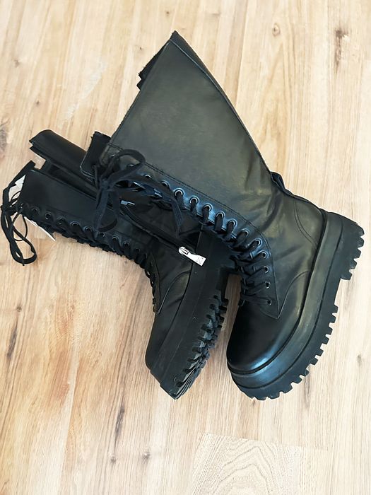 Cizme din piele cu șiret Zara (și fermoar) platforma, mărime 36, nou