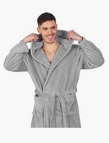 Halat de baie S Scurt pentru femei și bărbați, cu glugă,din microfibră