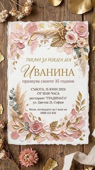 Дигитални покани за сватба, моминско парти и рожден ден | Персонализиран модерен дизайн