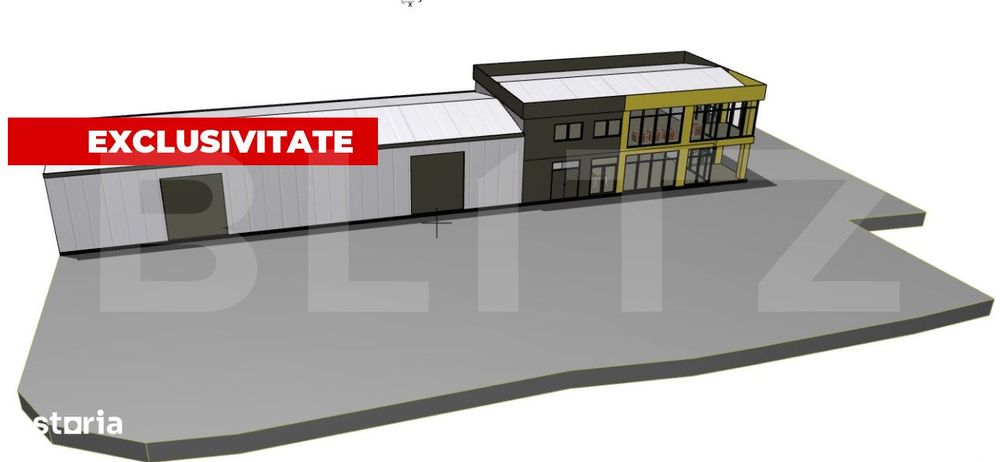 Cladire de birouri + 3 Hale, teren 4300 mp, Sebes