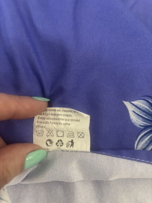 Lenjerie pat dublu 6 piese, material finet cu sintetic