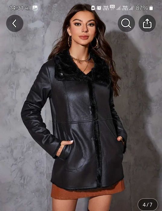 Дамско яке еко кожа ново L