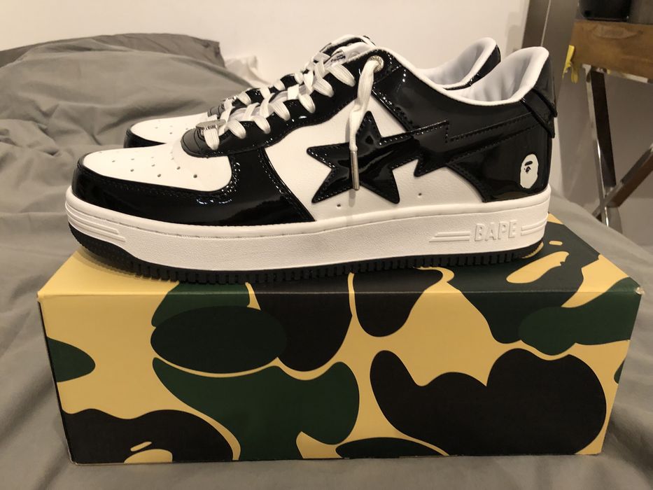 Pantofi Bapestas alb cu negru marimea 46