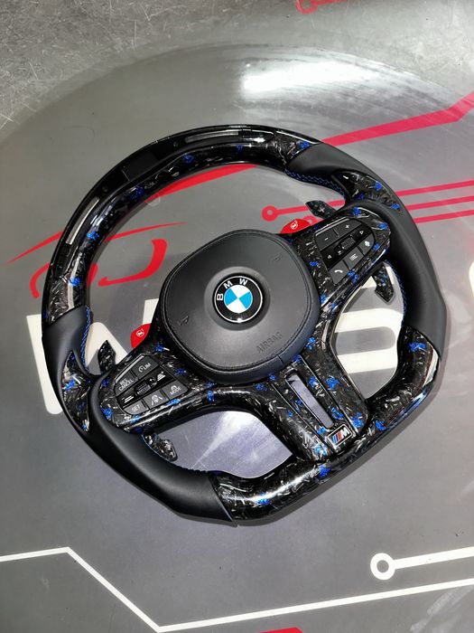 Volan BMW - Carbon Forjat Albastru - Seria G - Incalzire - TJA - Vibro