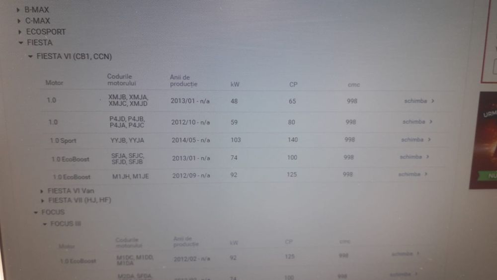 Pompa vacuum sistem de frânare ford