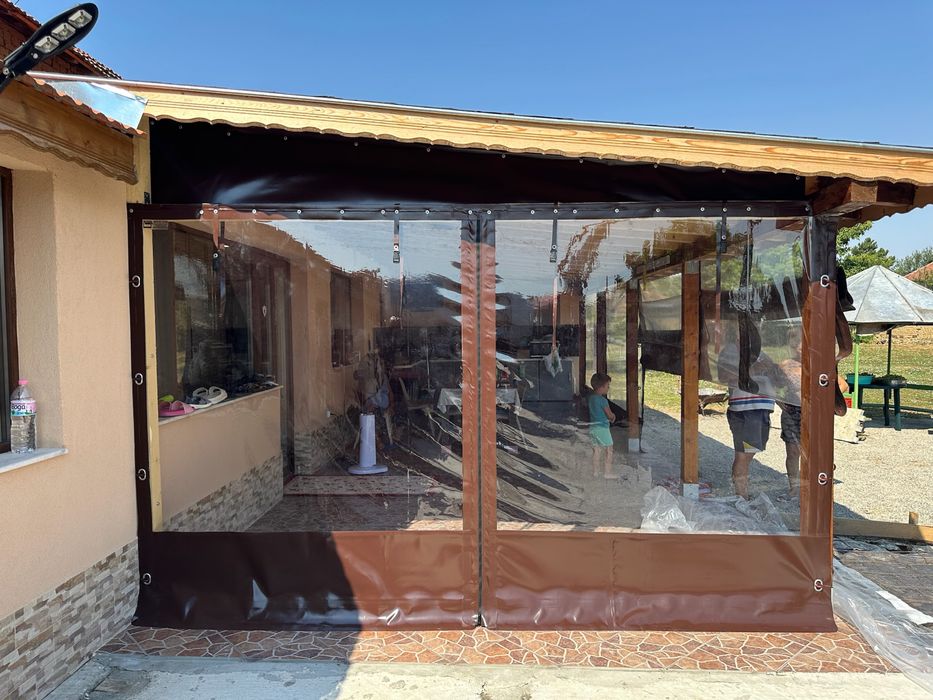 Ветроупорни завеси кристал винил PVC сенници найлон