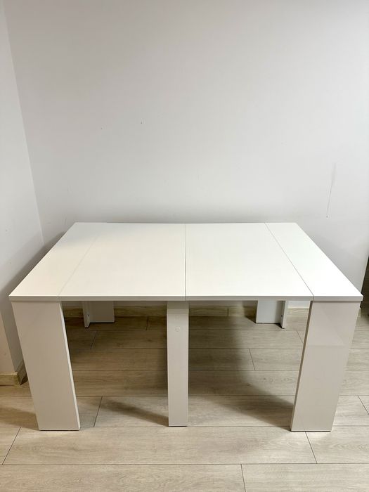 Masa extensibila pe 3 sectiuni de la 39-193cm, KringX Mateo, H 75 / A 91 cm, culoare alb