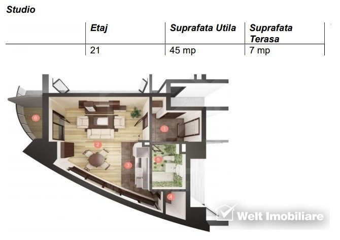 Apartament semifinisat, 45mp, balcon, zona Calea Floresti