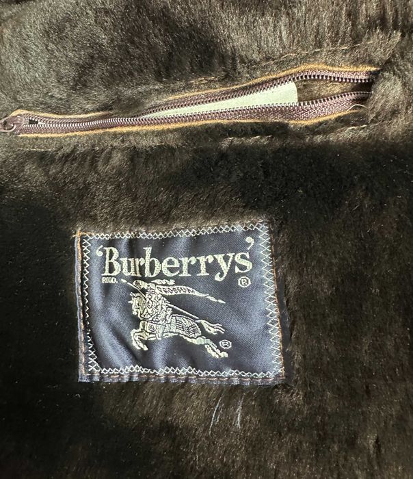 Palton Burberrys maro scurt shearling jachetă din piele groasă de iarnă cojoc de blana (Bust 62cm)