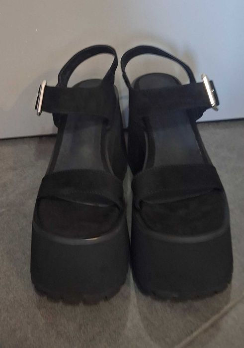 Дамски сандали с висок дебел ток и платформа, НОВО, естествена кожа.