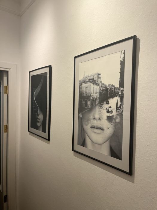 Vand 5 tablouri alb negru, rama neagra 50x70cm