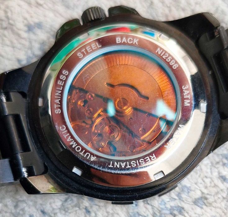 Ceas mecanic-automatic cu data si zi, metalice 43 mm DG2813.